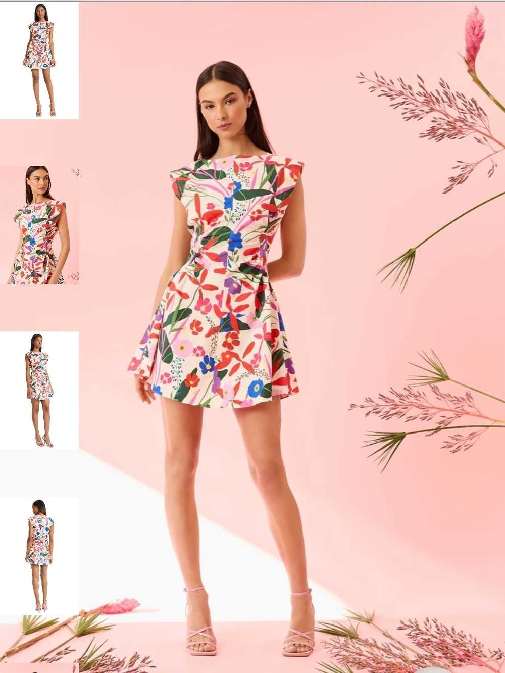 Donna Morgan Dress Floral Fit & Flare KIMORA IN GRACEFUL FLOWERS MINI Cotton - Picture 2 of 12